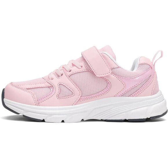 Kids Pink Casual Lightweight Breathable Classic Adjustable Strap Running Sneaker - Picture 3 of 7